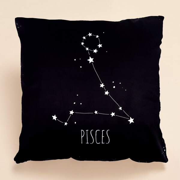

Constellation Print Cushion Cover Without Filler, Black and white