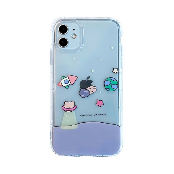 

Cartoon Graphic Clear iPhone Case, Multicolor