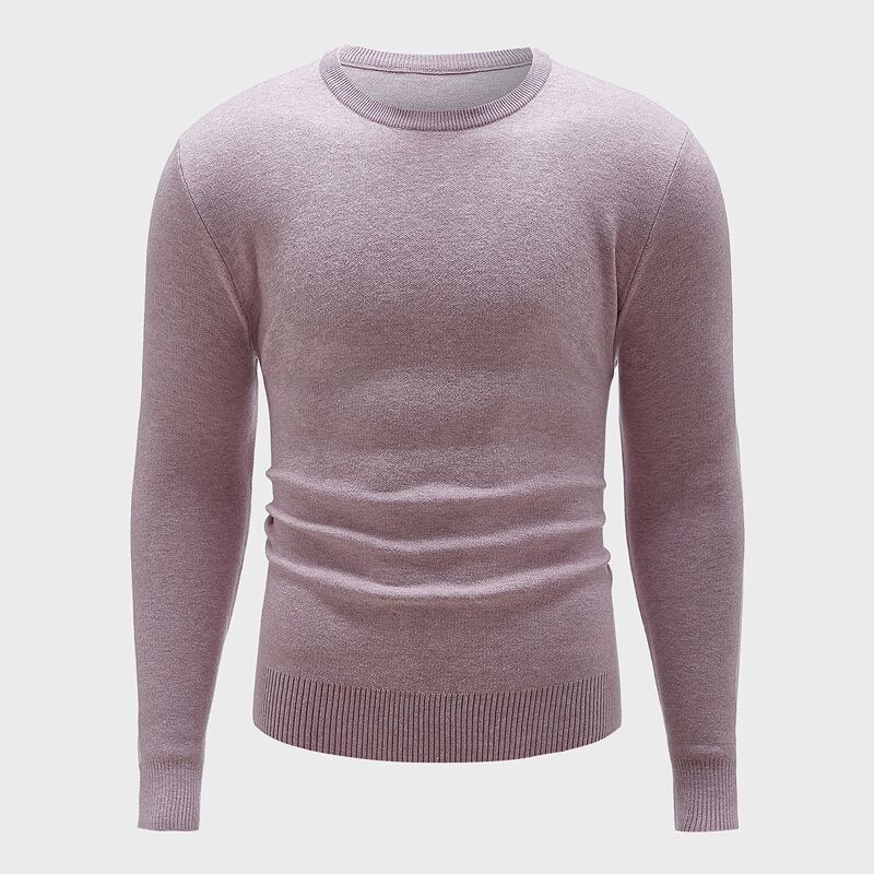 

Guys Ribbed Knit Trim Solid Sweater, Dusty pink