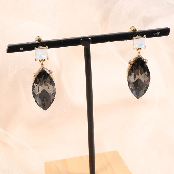 

Gemstone Decor Drop Earrings, Black