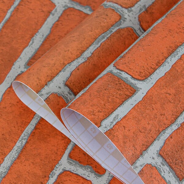 

1sheet Brick Pattern Wall Sticker, Orange