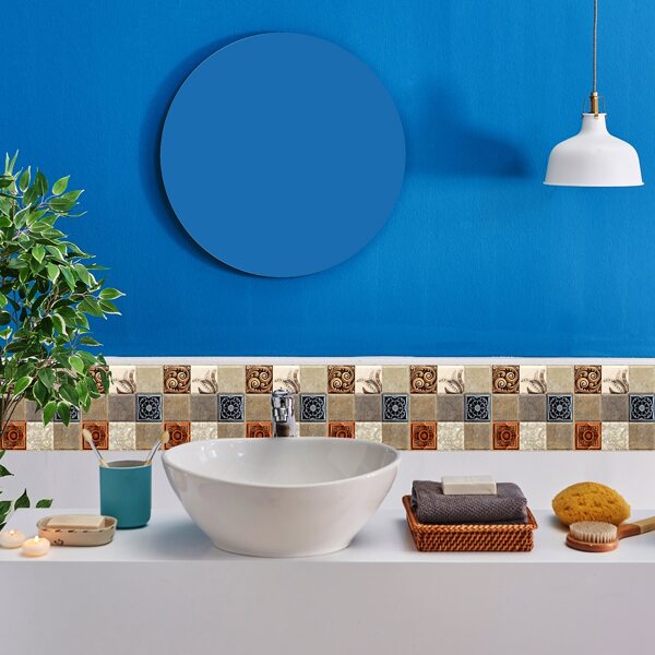 

18pcs Vintage Pattern Tile Sticker, Multicolor
