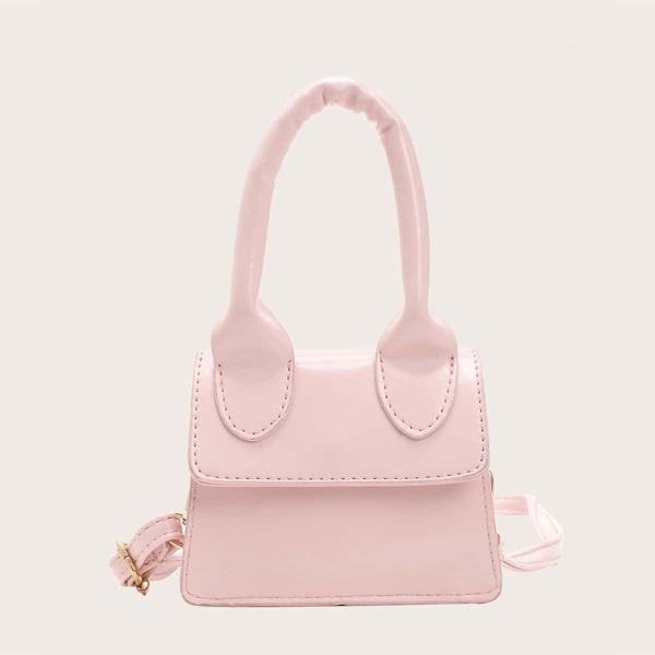 

Girls Minimalist Flap Satchel Bag, Pink
