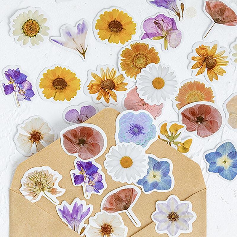

46pcs Flower Print Sticker, Multicolor