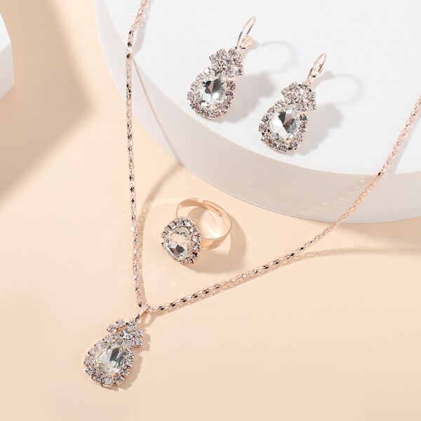 

4pcs Gemstone Decor Jewelry Set, White