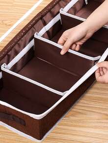 1 pieza bolsa de zapatos de cuadros - Café integral - Ver 4
