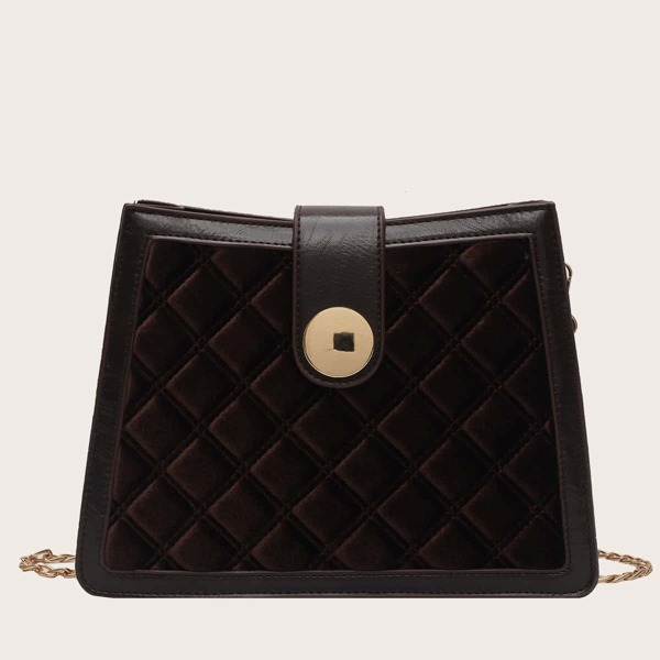 

Quilted Chain Shoulder Bag, Brown