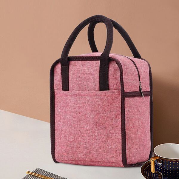 

1pc Plain Insulated Lunch Bag, Pink