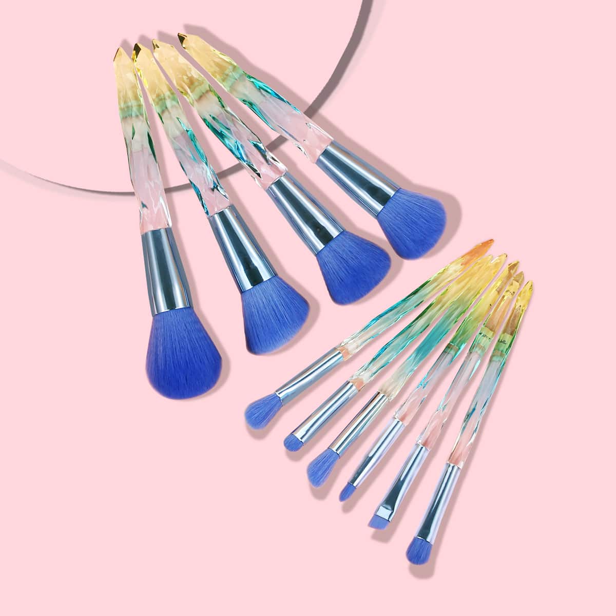 

10pcs Colorful Handle Makeup Brush Set, Blue