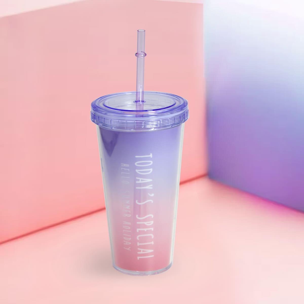 

1pc Gradient Color Straw Cup, Purple