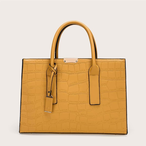 

Croc Embossed Tote Bag, Yellow