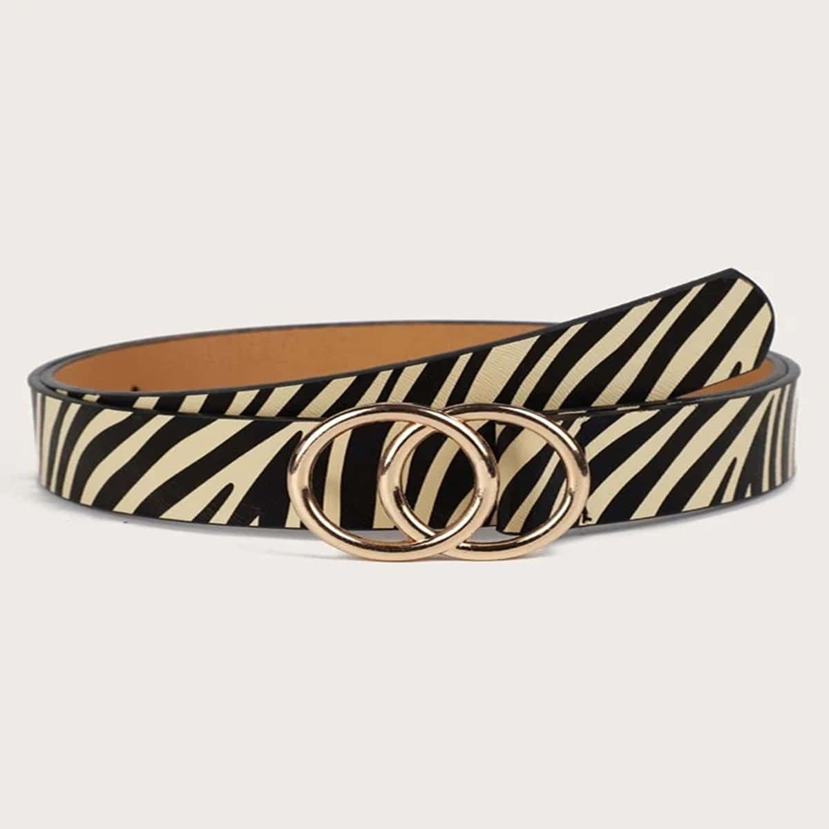 

Zebra Stripe Double O-ring Buckle Belt, Multicolor