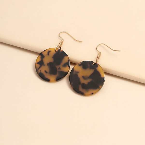 

Simple Round Drop Earrings, Brown