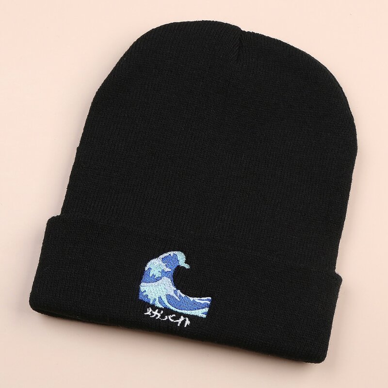 

Wave Knit Beanie, Black