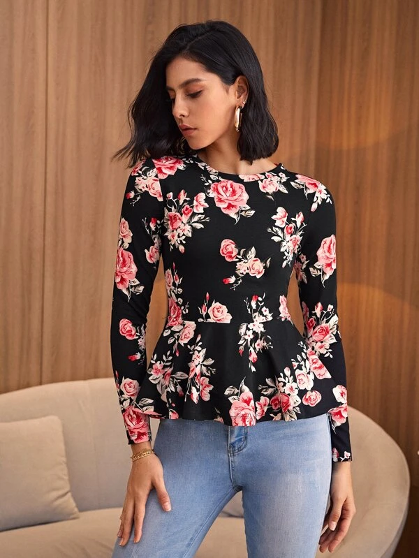 floral print peplum top