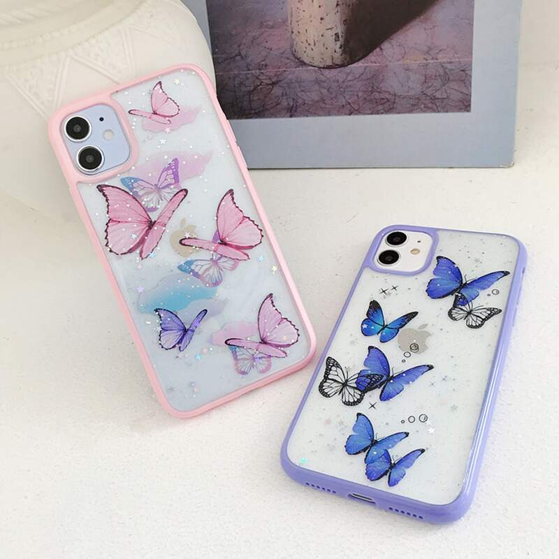 

Butterfly Clear iPhone Case, Purple