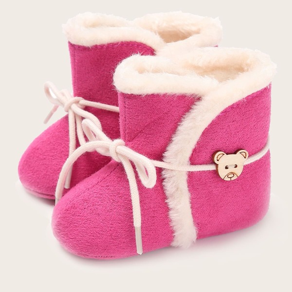 

Baby Boy Lace-up Decor Ankle Boots, Hot pink