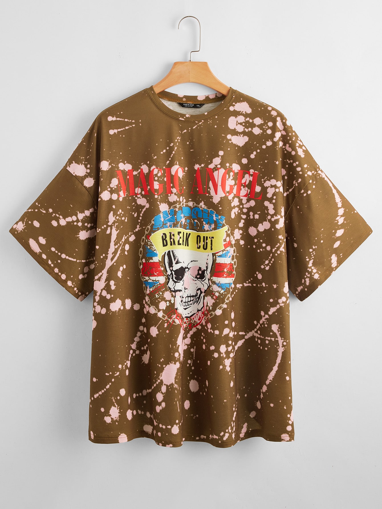 Plus Skull and Letter Graphic Drop Shoulder Top thumbnail