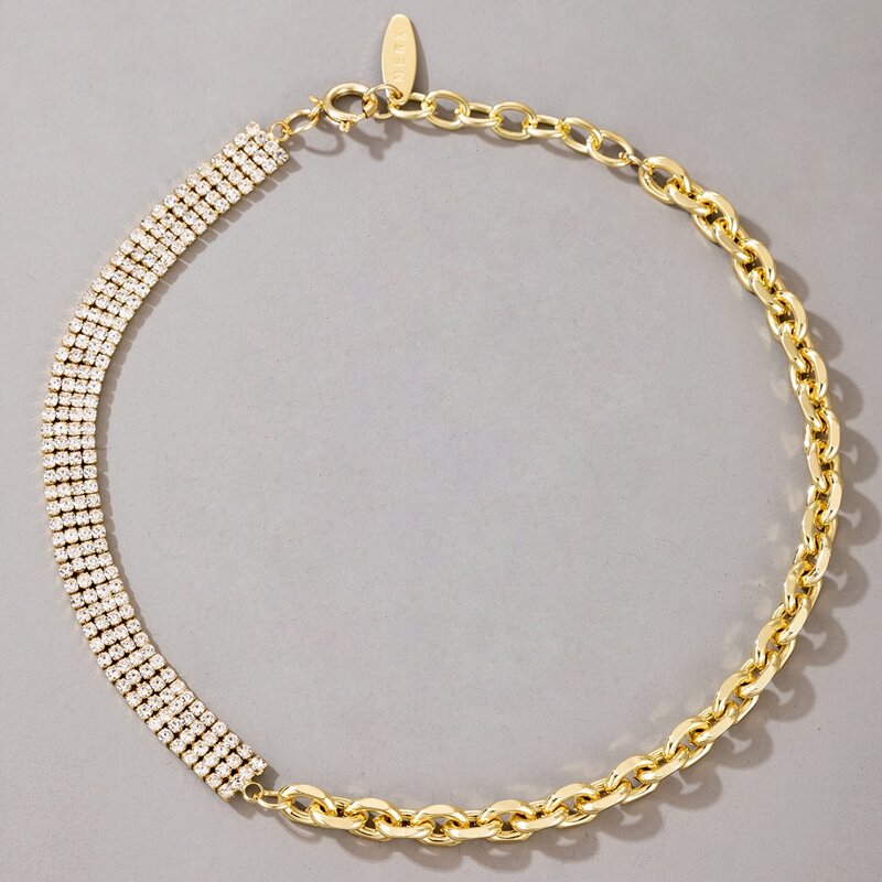 

Rhinestone Decor Chain Necklace, Gold