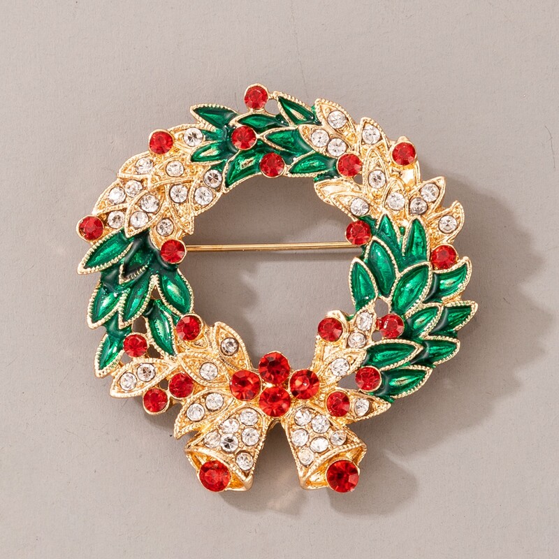 

Christmas Rhinestone Wreath Brooch, Multicolor