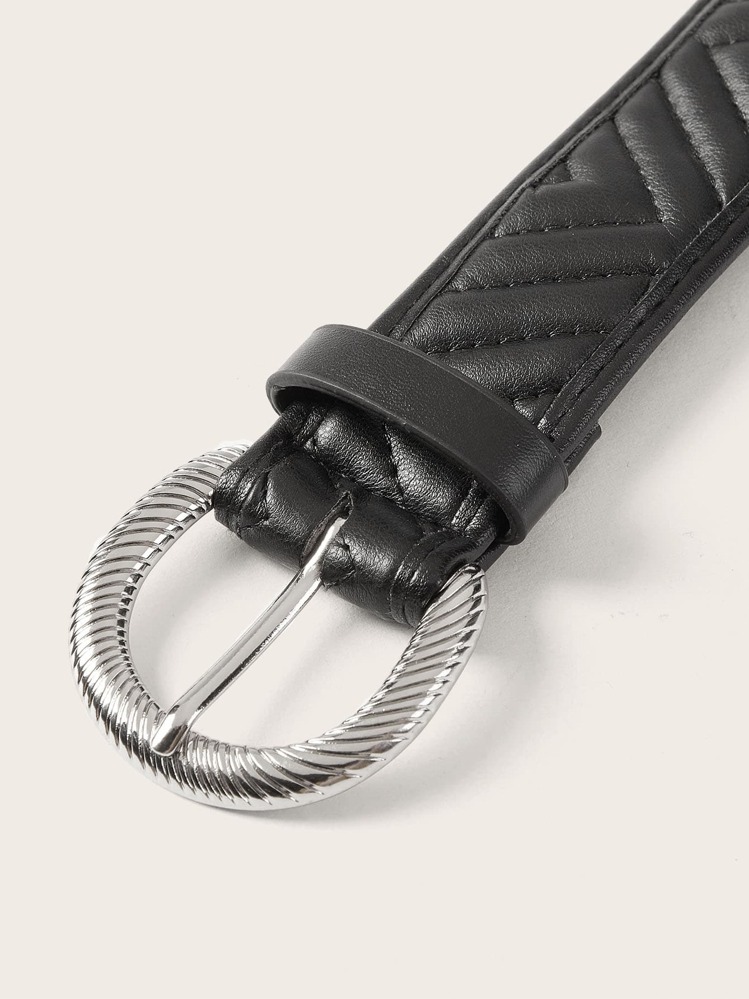 SHEIN SXY Women All-Match Metal Buckle Belt - Black - View 3