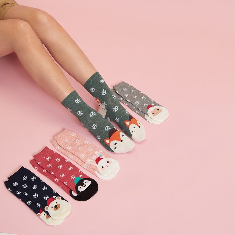

5pairs Cartoon Graphic Socks, Multicolor