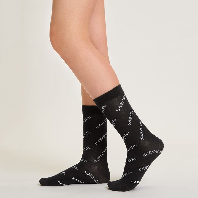 

Letter Graphic Socks, Black