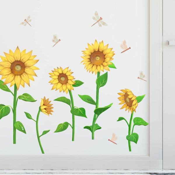 

1set Sunflower Print Wall Sticker, Multicolor