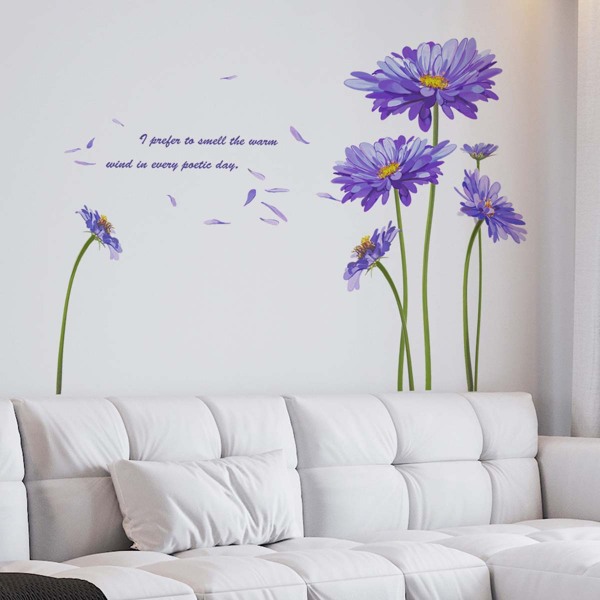 

1set Flower Print Wall Sticker, Multicolor