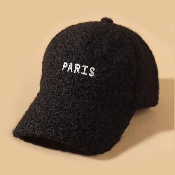 

Letter Embroidery Baseball Cap, Black