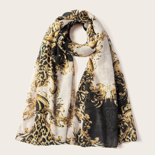 

Leopard Print Scarf, Black