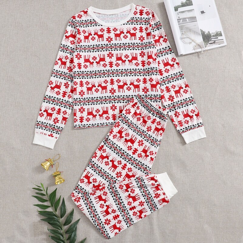 

Ugly Christmas Sweatshirt & Pants PJ Set, Red and white