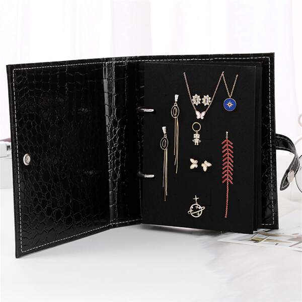 

1pc PU Jewelry Storage Box, Black