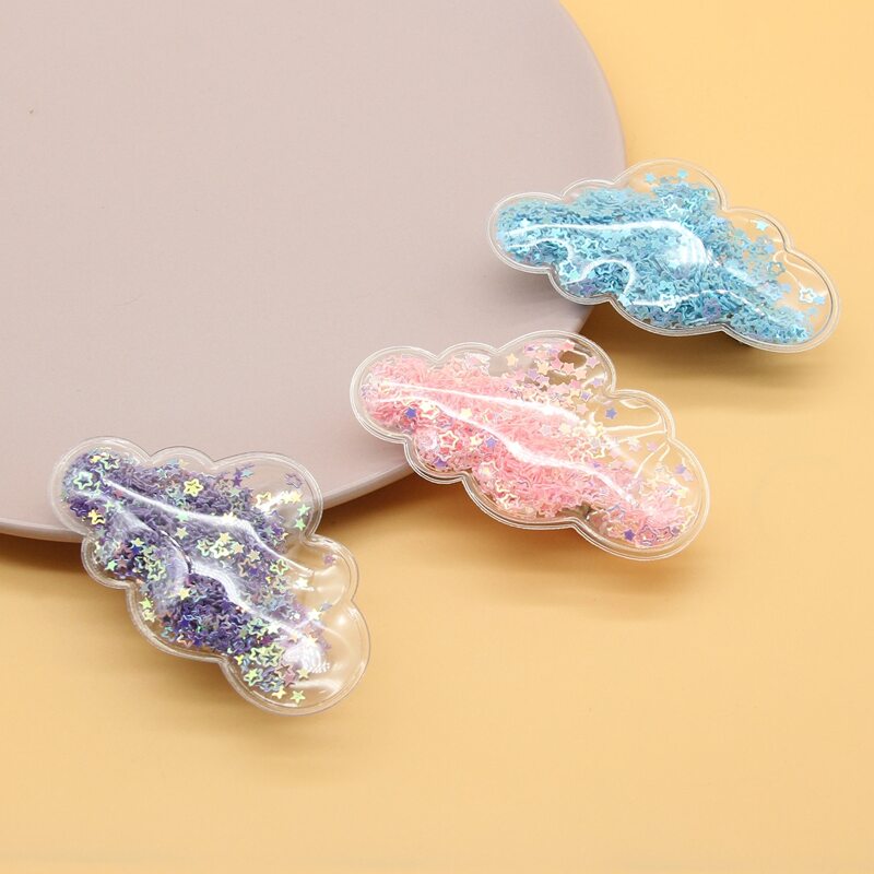 

3pcs Clear Cloud Sequin Hair Clip, Multicolor