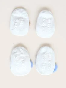 2 pares calcetines de piso antideslizantes de bebé con dibujos animados - Blanco - Ver 2