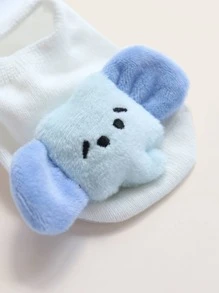 2 pares calcetines de piso antideslizantes de bebé con dibujos animados - Blanco - Ver 3