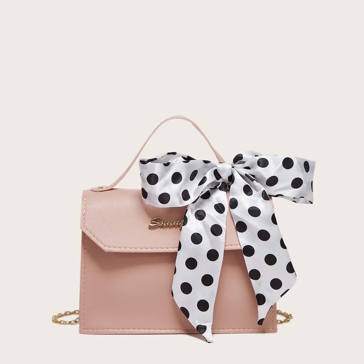 Image of Chain Satchel Bag With Twilly Scarf