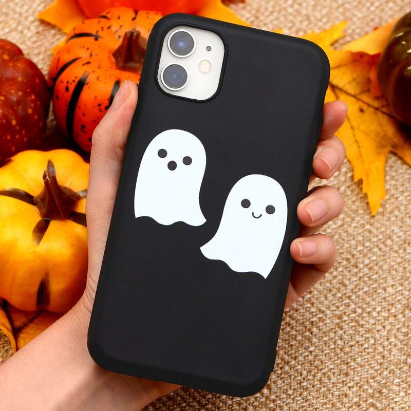 

Halloween Ghost Print iPhone Case, Black and white