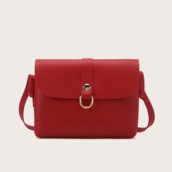 

Metal Decor Crossbody Bag, Red