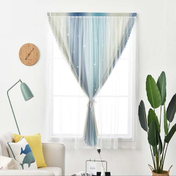 

Double Layer Single Panel Curtain, Multicolor
