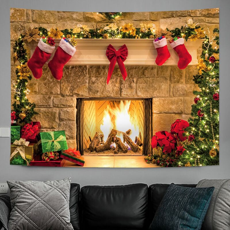 

Christmas Fireplace Print Tapestry, Multicolor