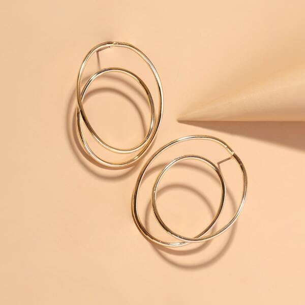 

Geometric Design Stud Earrings, Gold