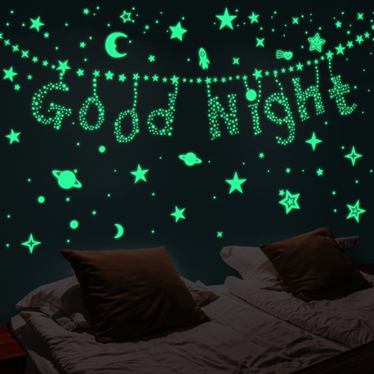 

1sheet Random Luminous Star Wall Sticker, Green