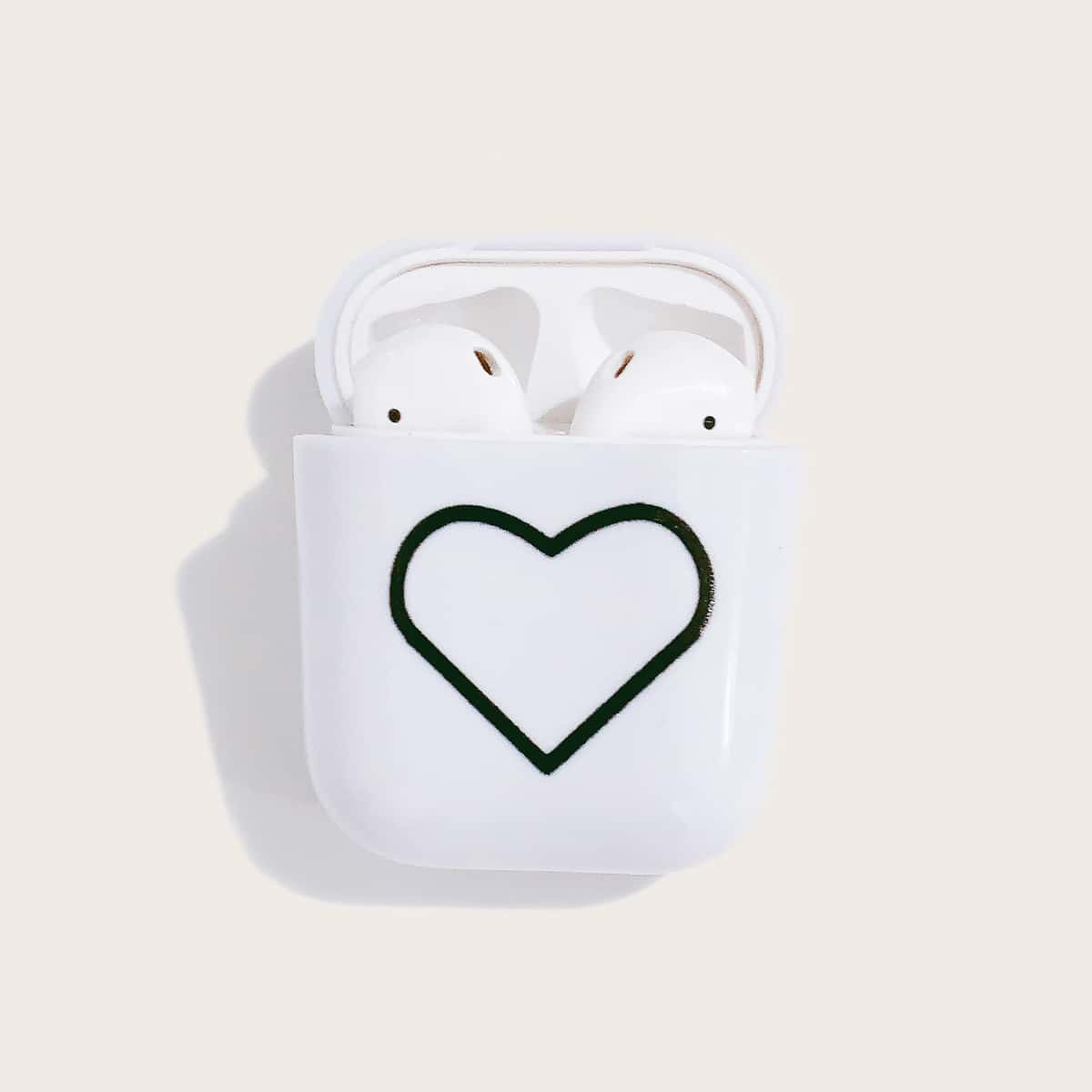 

Heart Pattern Airpods Case, White