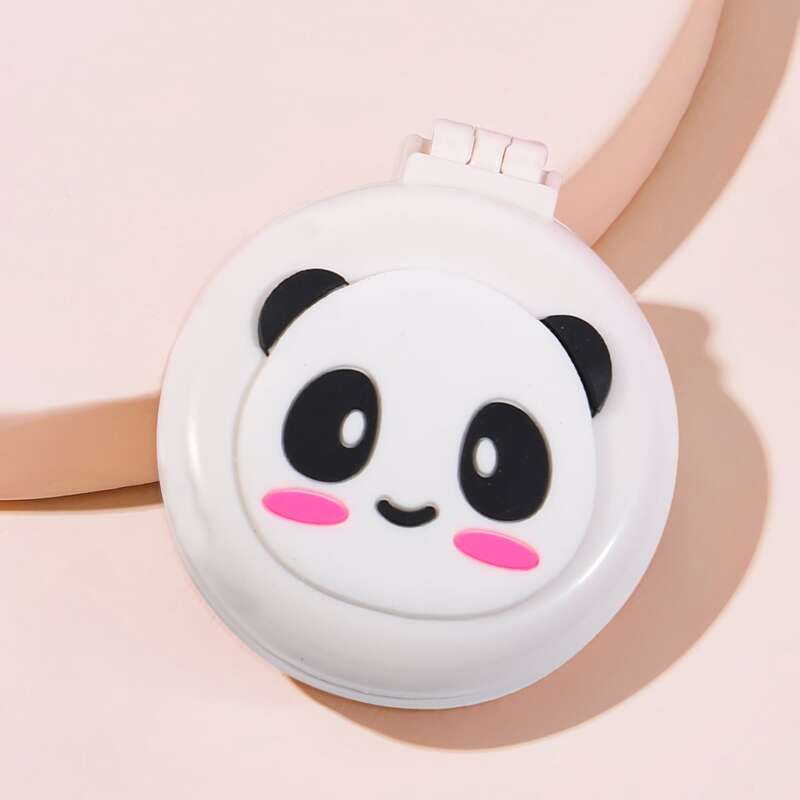 

1pc Panda Pattern Foldable Comb With Mirror, Multicolor