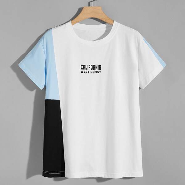 

Men Color-block Letter Graphic Tee, White