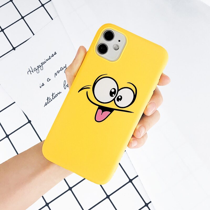 

Cartoon Face Print iPhone Case, Yellow