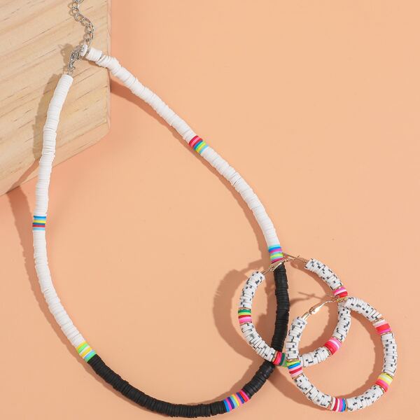 

3pcs Colorful Beaded Jewelry Set, Multicolor
