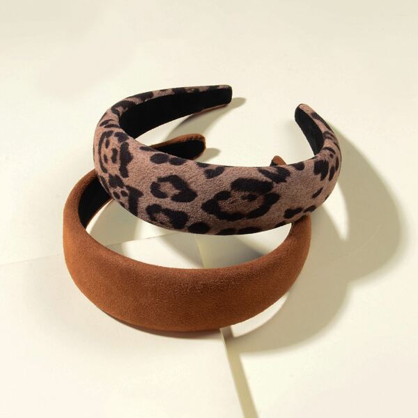 

2pcs Leopard Print Hair Hoop, Multicolor