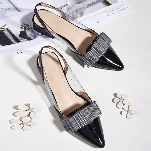 

Bow Decor Slingback Flats, Black